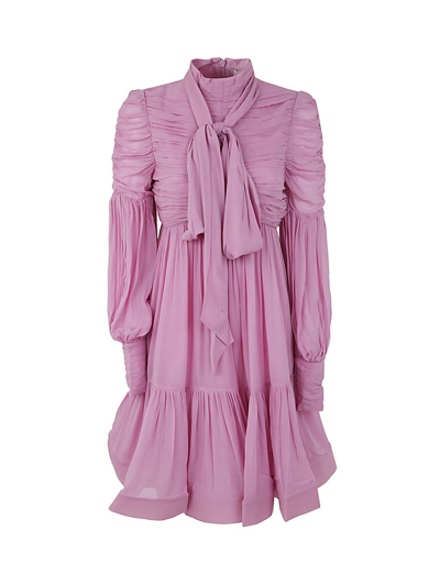 Shop Zimmermann Scarf Detailed Ruched Mini Dress In Pink