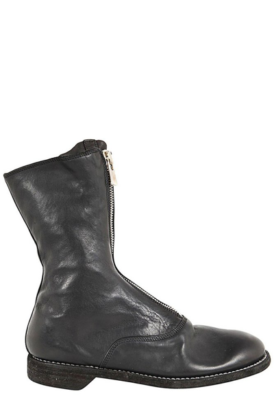 Shop Guidi 310 Front Zipped Army Boots In Black