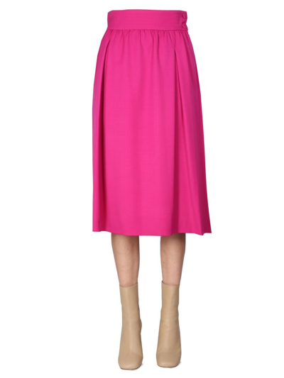 Shop Moschino Flared Midi Skirt In Pink