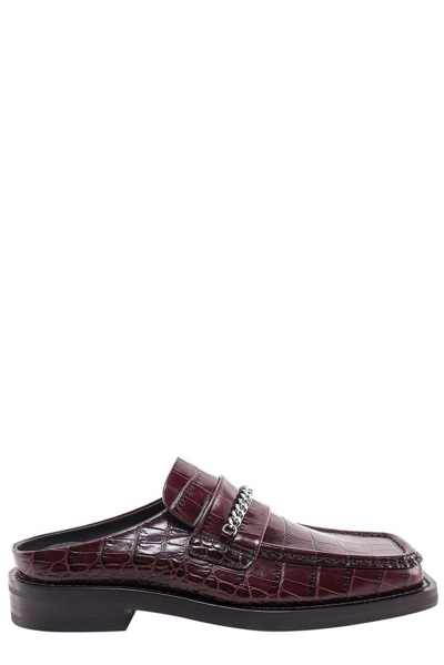 Shop Martine Rose Embossed Square Toe Loafers In Brown
