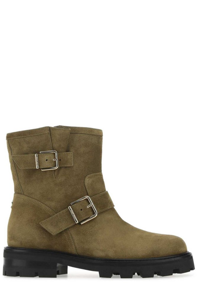 Shop Jimmy Choo Youth Ii Buckled Boots In Green