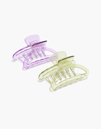 Shop Mw Two-pack Translucent Small Claw Hair Clips In Smoky Grape