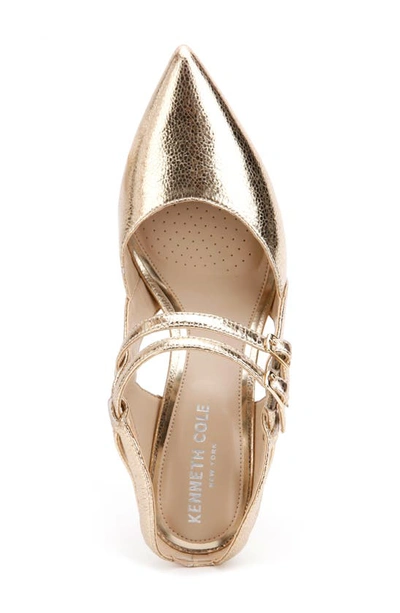 Shop Kenneth Cole Riley 85 Strappy Pointed Toe Mule In Shiny Light Gold