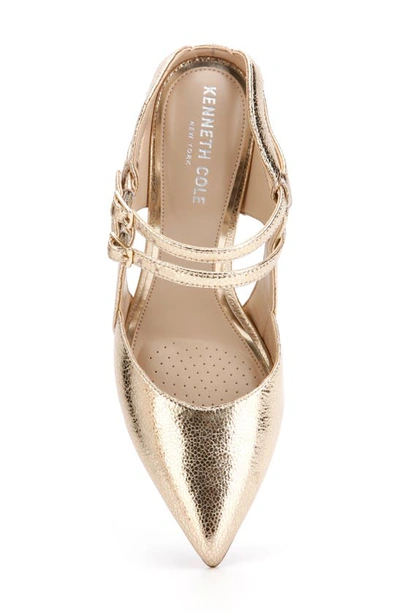 Shop Kenneth Cole Riley 85 Strappy Pointed Toe Mule In Shiny Light Gold