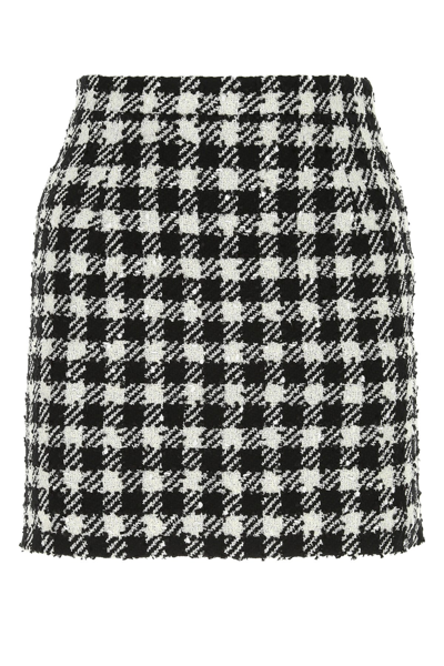 Shop Alessandra Rich Embroidered Bouclé Mini Skirt Checked  Donna 40