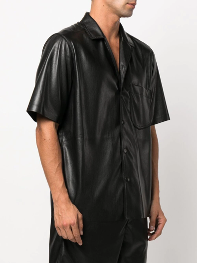 Shop Nanushka Camp Faux-leather Shirt In Schwarz