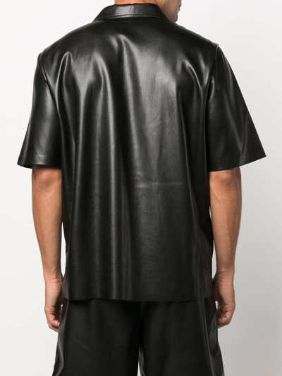 Shop Nanushka Camp Faux-leather Shirt In Schwarz