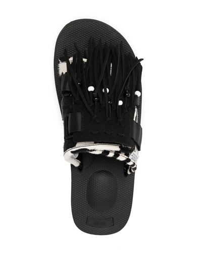 Shop Suicoke Moto-vhl Fringe-detail Sandals In Black
