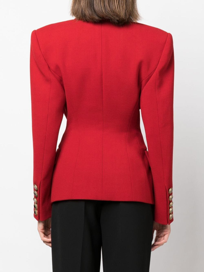 Alexandre Vauthier Red Single-breasted Wool Blazer | ModeSens