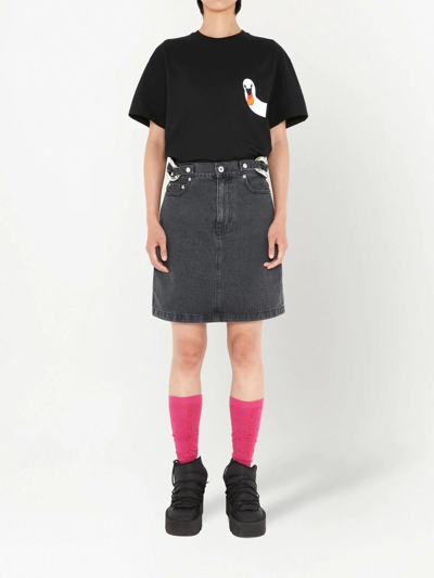 Shop Jw Anderson Chain-link Detail Denim Skirt In Black