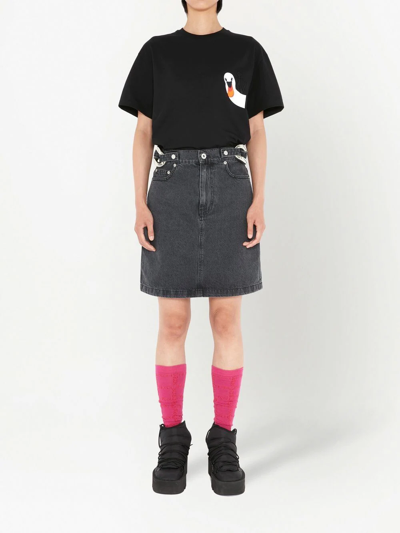 Jw Anderson Chain-link Denim Mini Skirt In Black