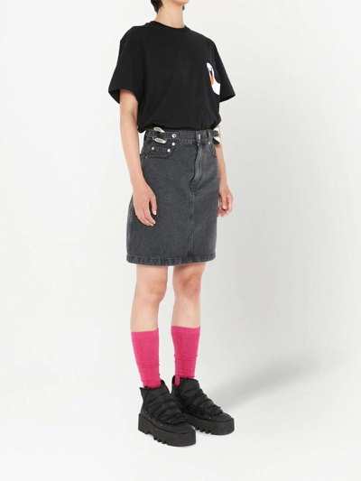 Shop Jw Anderson Chain-link Detail Denim Skirt In Black