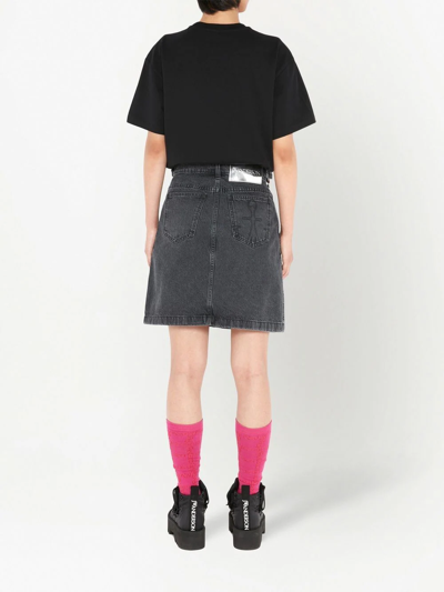 Shop Jw Anderson Chain-link Detail Denim Skirt In Black