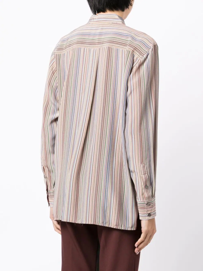Shop Paul Smith Striped Button-up Silk Shirt In Multicolour