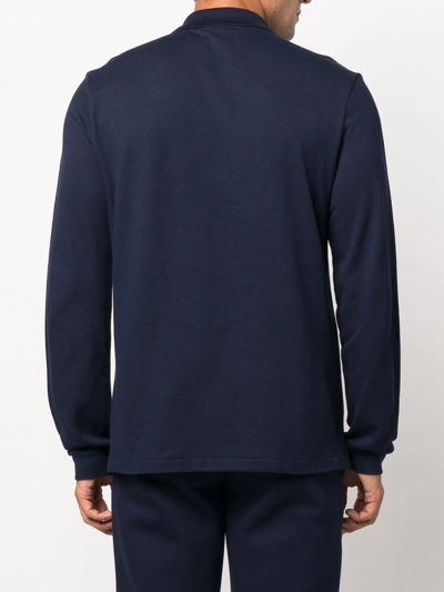 Lacoste Navy Blue Longsleeve Polo Shirt In Blue