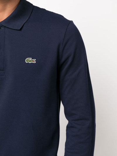 Lacoste Navy Blue Longsleeve Polo Shirt In Blue