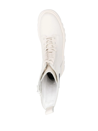 Tommy Jeans Twelve Logo-patch Leather Boots In Weiss