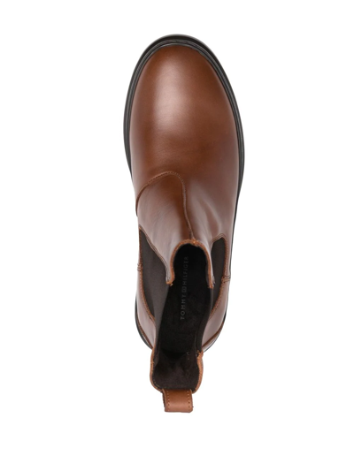 Tommy Hilfiger Comfort Leather Chelsea Boots In Braun