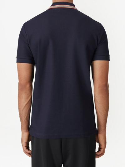 Shop Burberry Embroidered Tb Polo Shirt In Blau