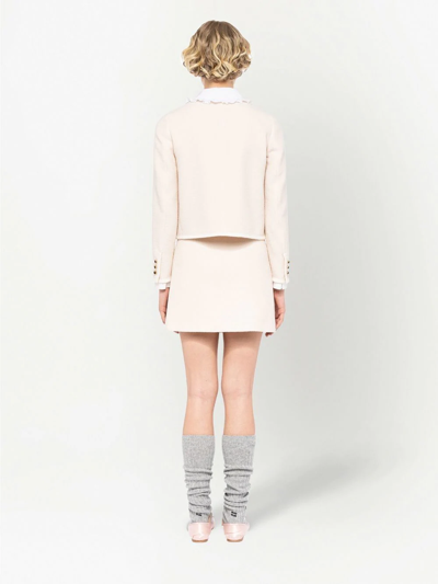Shop Miu Miu Bouclé Tweed Mini Skirt In Nude