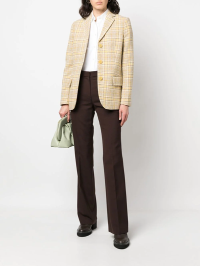 Shop Aspesi Checked Single-breasted Blazer In Neutrals