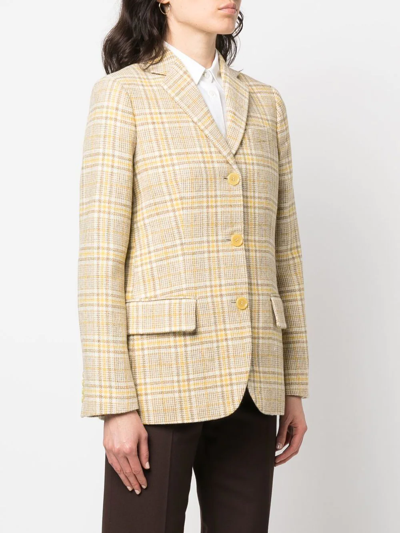 Shop Aspesi Checked Single-breasted Blazer In Neutrals