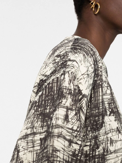 Shop Aspesi Scribble-print T-shirt Dress In Neutrals