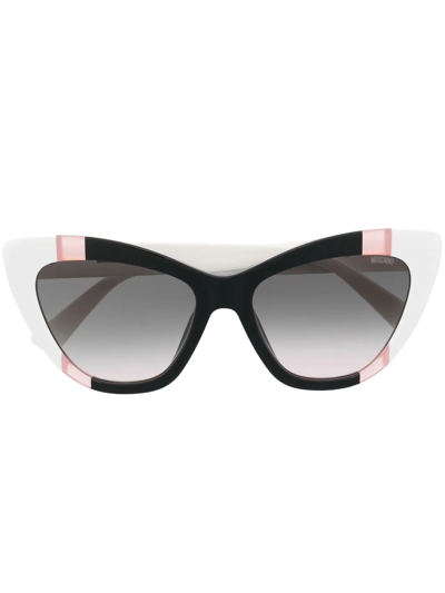 Shop Moschino Eyewear Panelled Cat-eye Sunglasses In White