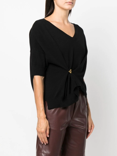 Shop Aeron Knitted Ruched V-neck Top In Schwarz