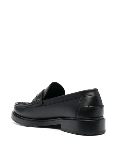 Shop Moschino Logo-lettering Leather Loafers In Black