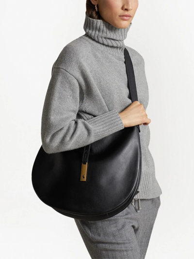 Polo Ralph Lauren Sport Calf Leather Shoulder Bag In Schwarz