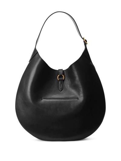 Polo Ralph Lauren Sport Calf Leather Shoulder Bag In Schwarz