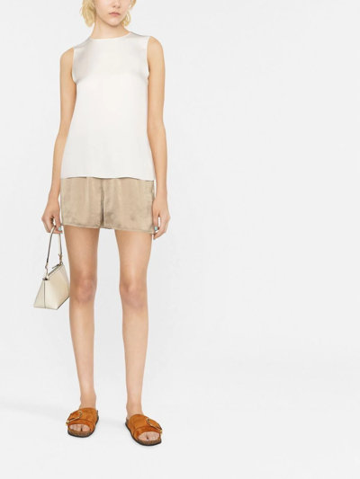 Theory Womens Ivory Sleeveless Regular-fit Silk Top In White