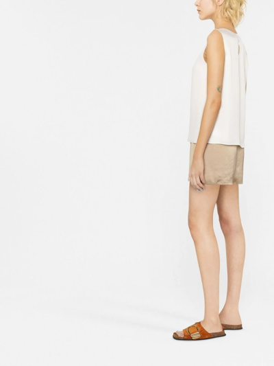 Theory Womens Ivory Sleeveless Regular-fit Silk Top In White