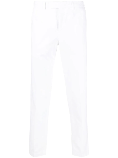 Shop Pt Torino Mid-rise Straight-leg Trousers In Weiss