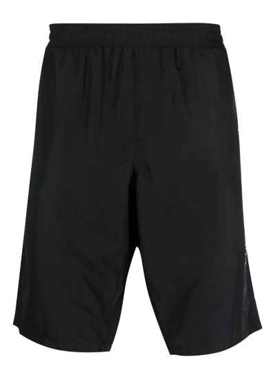 Shop Balmain Logo-print Swim Shorts In Black