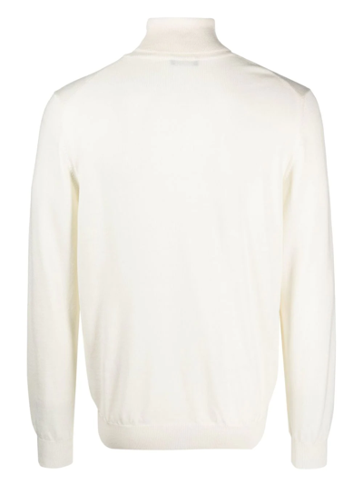 Barba Napoli Roll Neck Pullover Sweater In Weiss