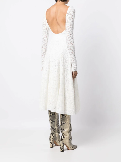 Shop Anouki Long-sleeve Lace Midi Dress In White