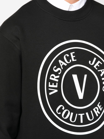 Shop Versace Jeans Couture Logo-print Cotton Sweater In Black