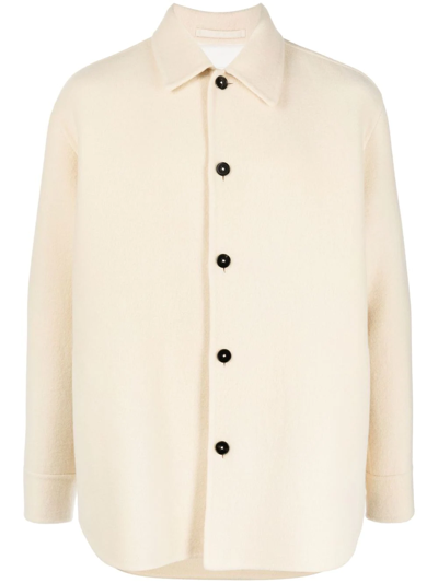 Jil Sander Button-up Long-sleeved Overshirt In Nude | ModeSens