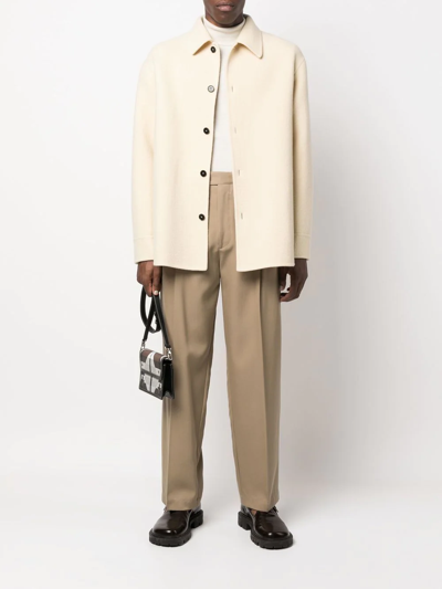 Shop Jil Sander Button-up Long-sleeved Overshirt In Nude