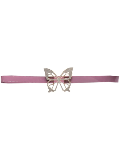 Shop Blumarine Butterfly-buckle Leather Belt In Rosa