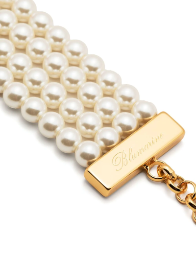 Shop Blumarine Faux-pearl Choker Necklace In Gold