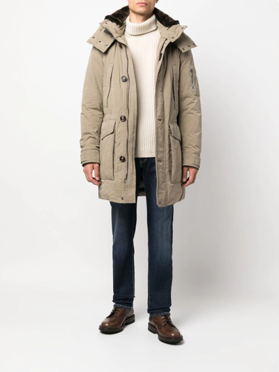 Moorer Teds Padded Duffle Coat In Neutrals