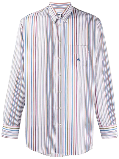 Shop Etro Striped Long-sleeve Shirt In Weiss