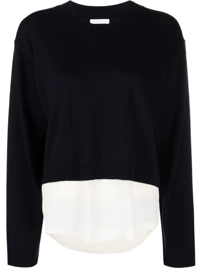 Shop See By Chloé Layered-effect Crew Neck Sweater In Blue