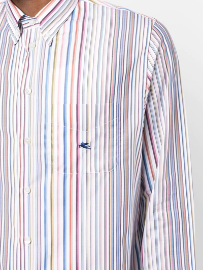 Shop Etro Striped Long-sleeve Shirt In Weiss