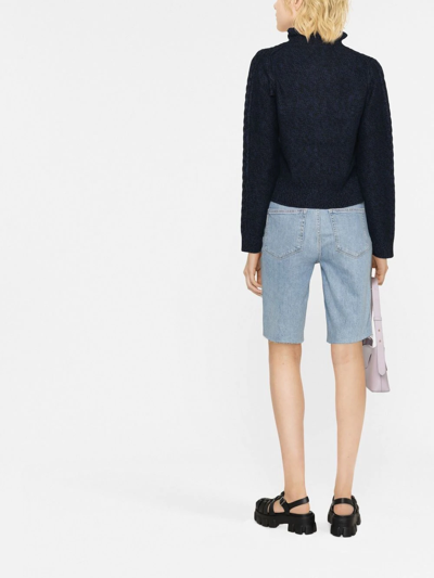 Shop See By Chloé Ruffle-neck Wool Cardigan In Blau