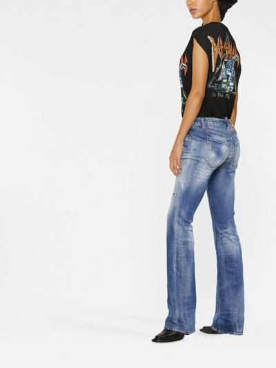 Shop Dsquared2 Distressed Bootcut Jeans In Blue