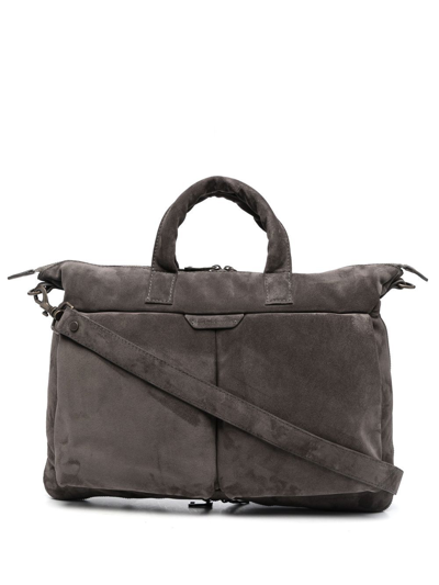 Officine Creative Helmut Suede Briefcase In Grau